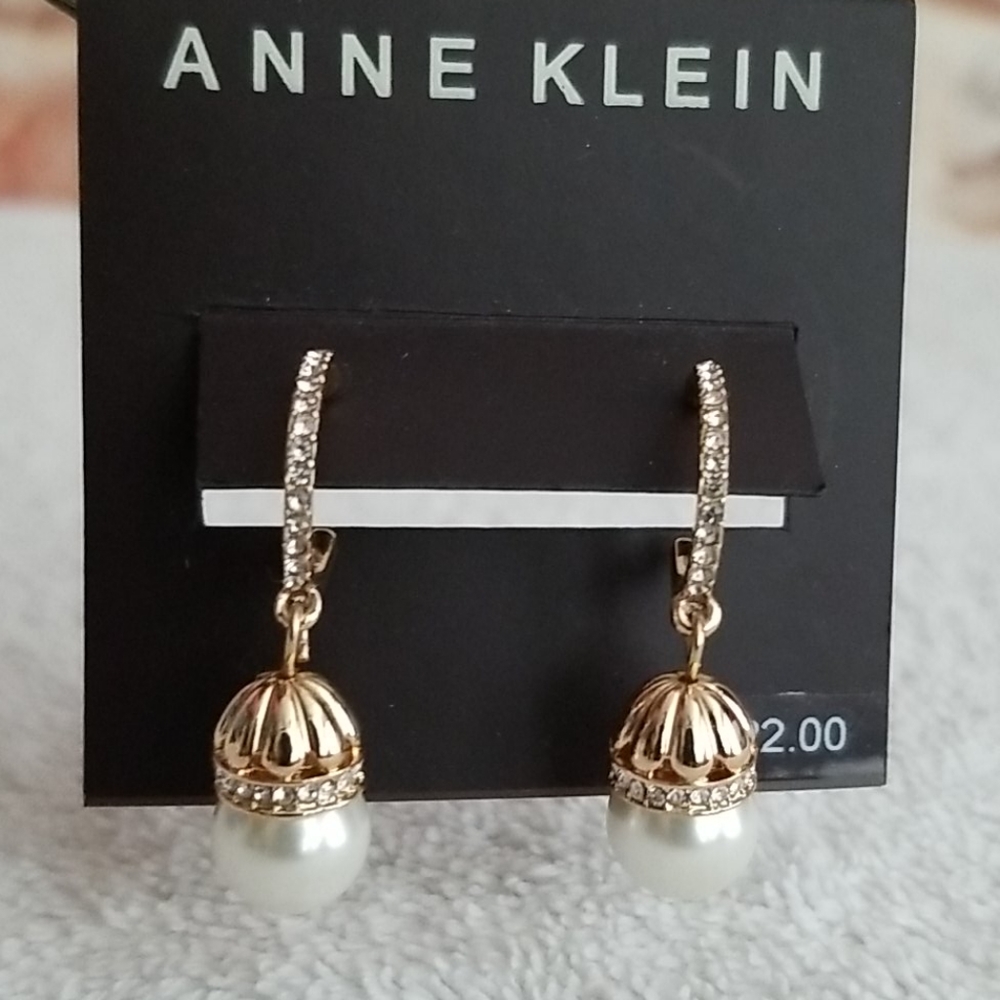 New Anne Klein Pearl Drop Earrings
